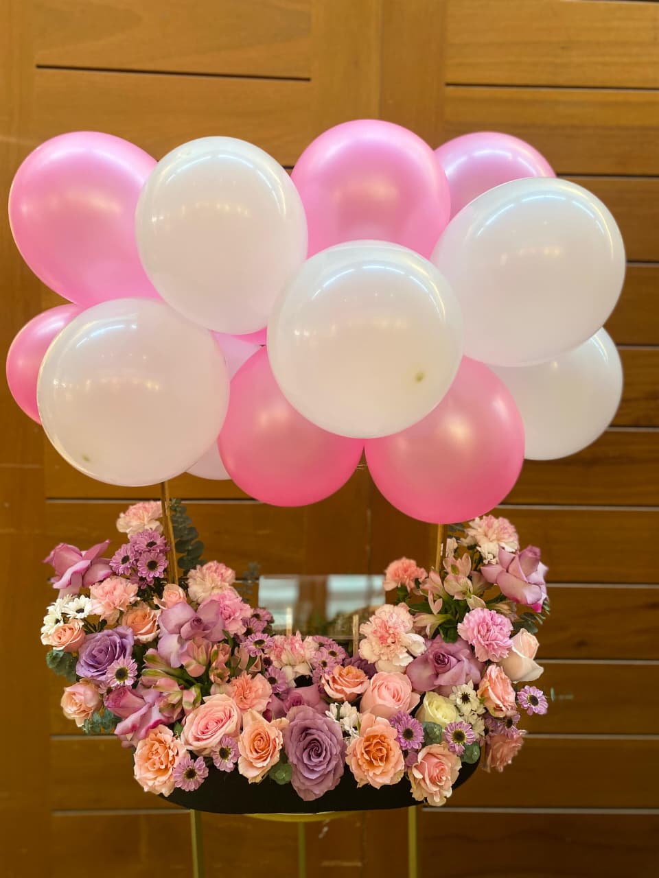 Pastel Celebration Floral Balloon Arrangement